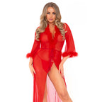 Leg Avenue Marabou robe with String Red - image 4