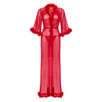 Leg Avenue Marabou robe with String Red - image 3