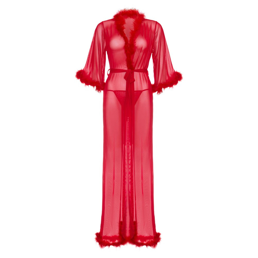 Leg Avenue Marabou robe with String Red - image 3