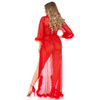 Leg Avenue Marabou robe with String Red - image 2