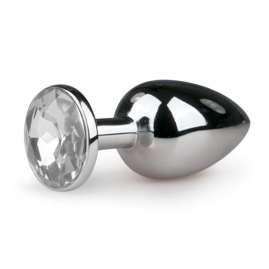 MEDIUM Metal Butt Plug Crystal Clear Gem 8cm