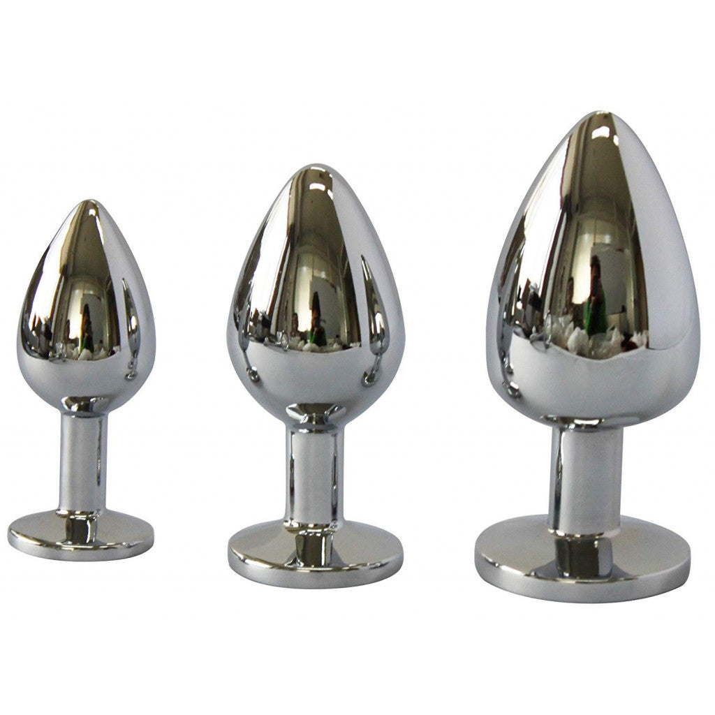 MEDIUM Metal Butt Plug Crystal Clear Gem 8cm - image 8