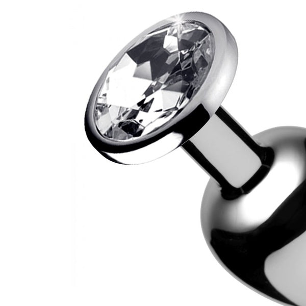 MEDIUM Metal Butt Plug Crystal Clear Gem 8cm - image 6
