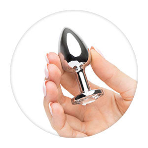 MEDIUM Metal Butt Plug Crystal Clear Gem 8cm Secondary image