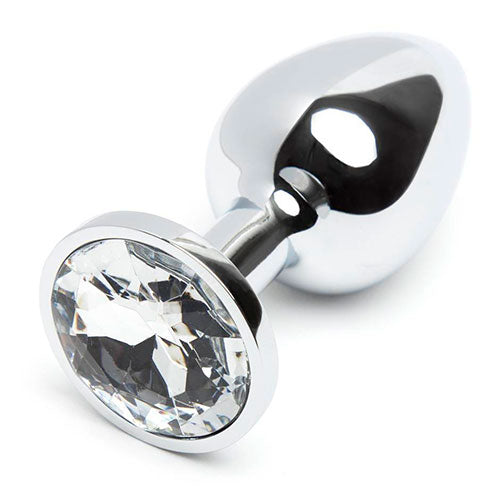 MEDIUM Metal Butt Plug Crystal Clear Gem 8cm - image 10