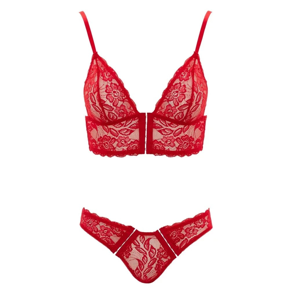 Cottelli Front Fastening Bralette and Briefs Red Κύρια εικόνα προϊόντος