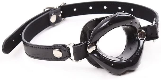 Black Open Lip Mouth Gag with strap Naughty Toys - image 4