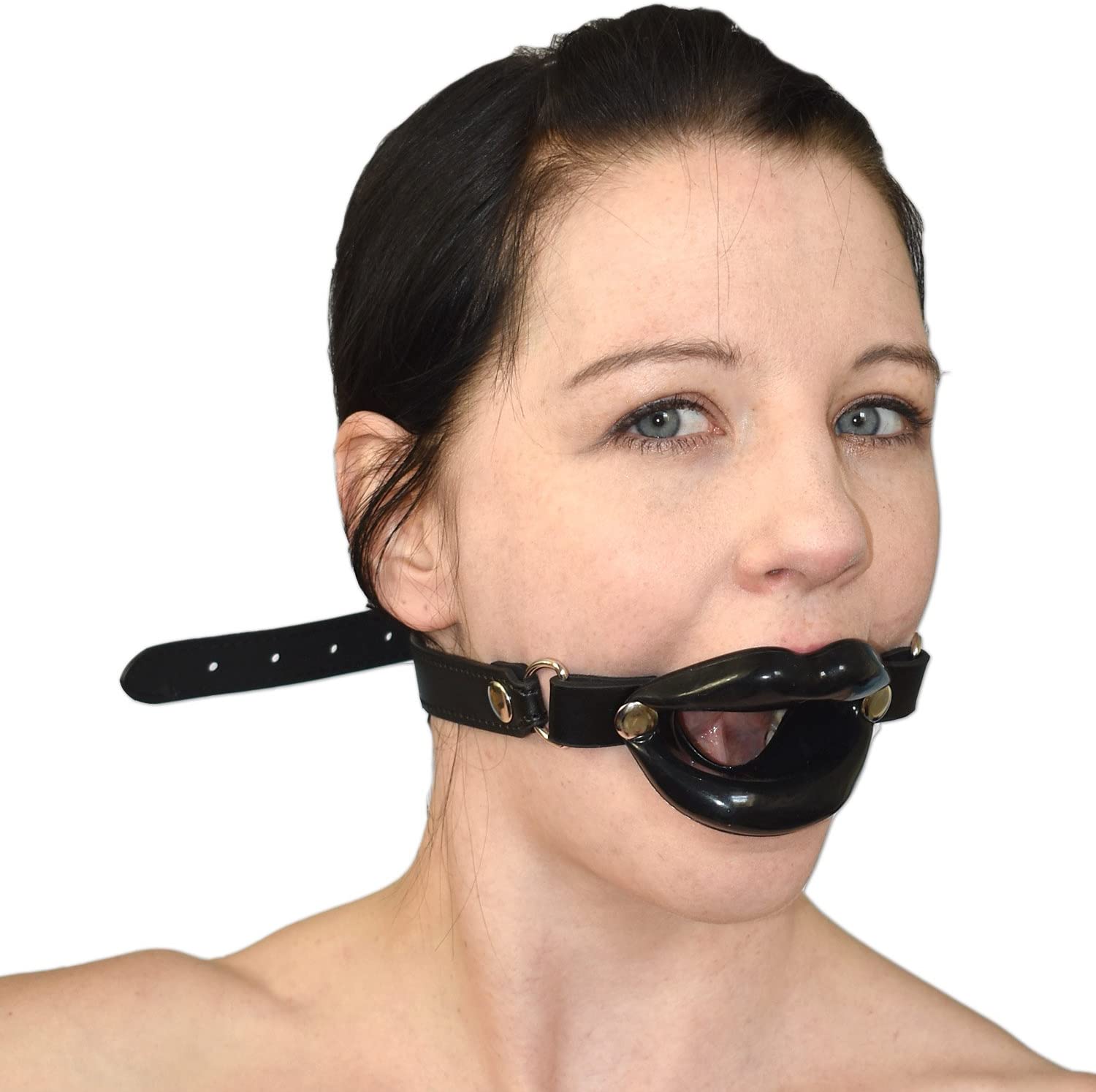 Black Open Lip Mouth Gag with strap Naughty Toys Δευτερεύουσα εικόνα προϊόντος