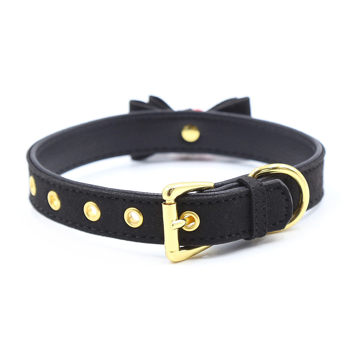 Black leather Kitty Collar with Red Bell Secondary image