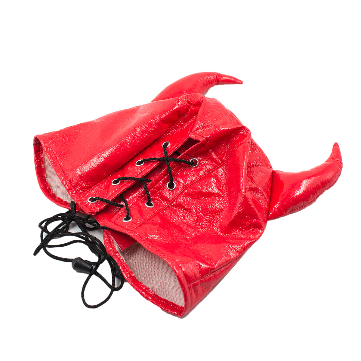 Devils RED Leather Half Face Role Play Hood Harness - image 7