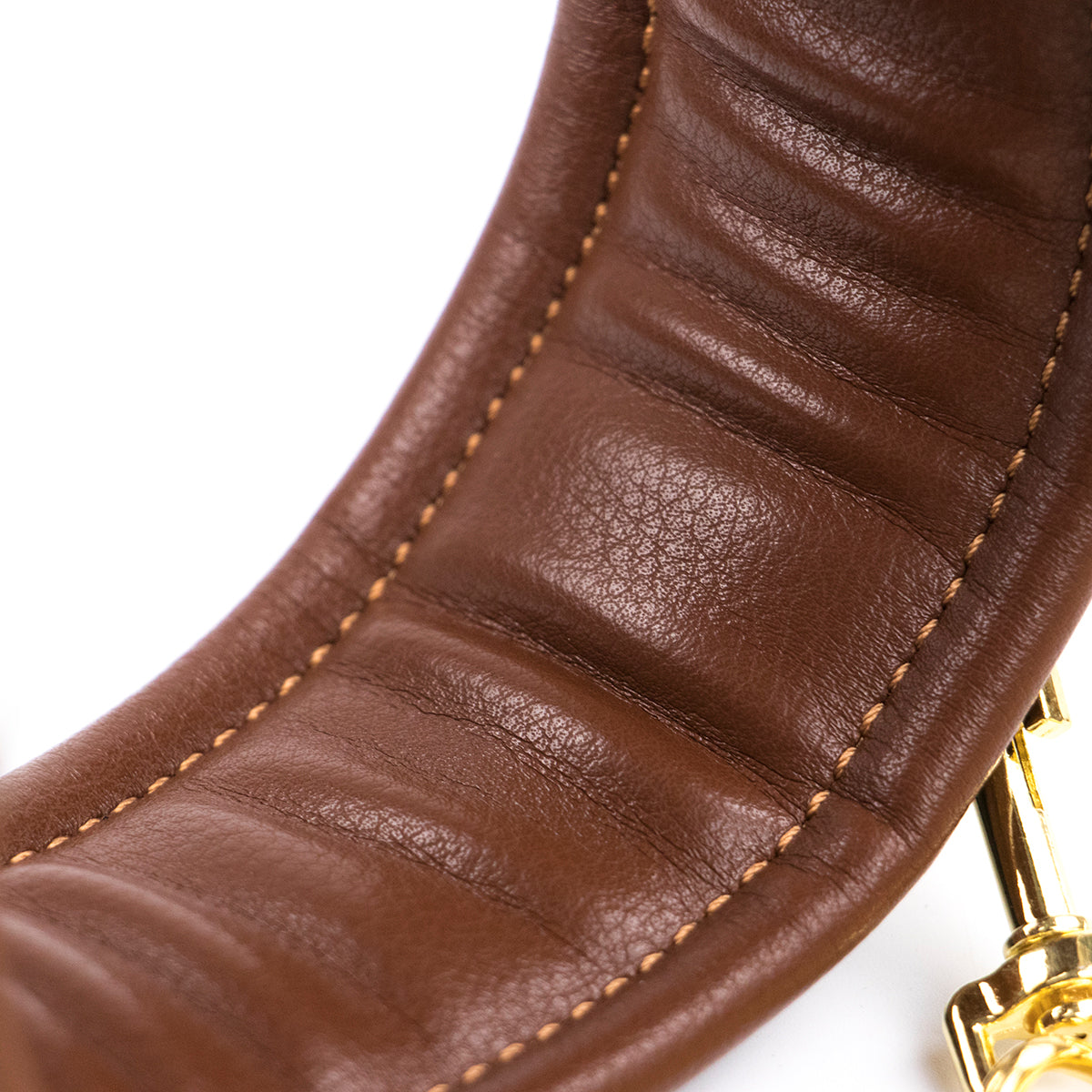 Brown Black Leather Collar with Gold metal chain Leash - image 5