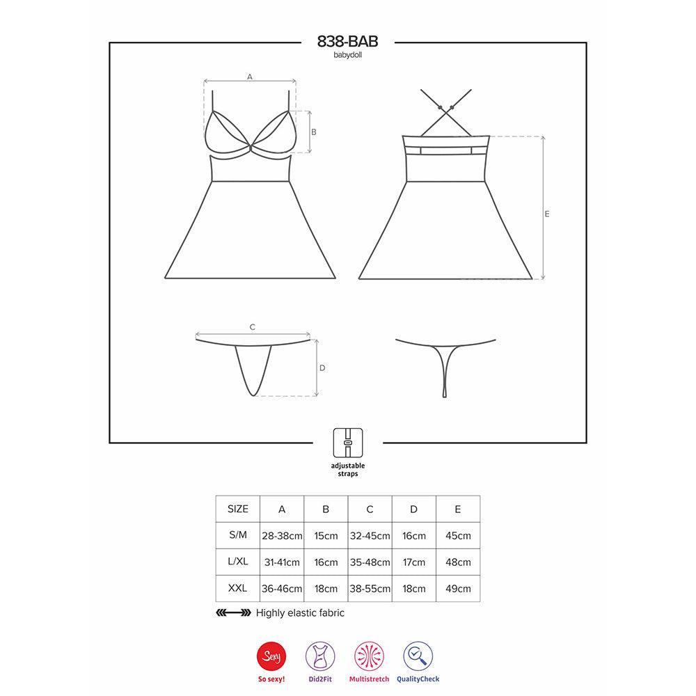 Obsessive Plus Size Charming Red Babydoll with Thong - image 5