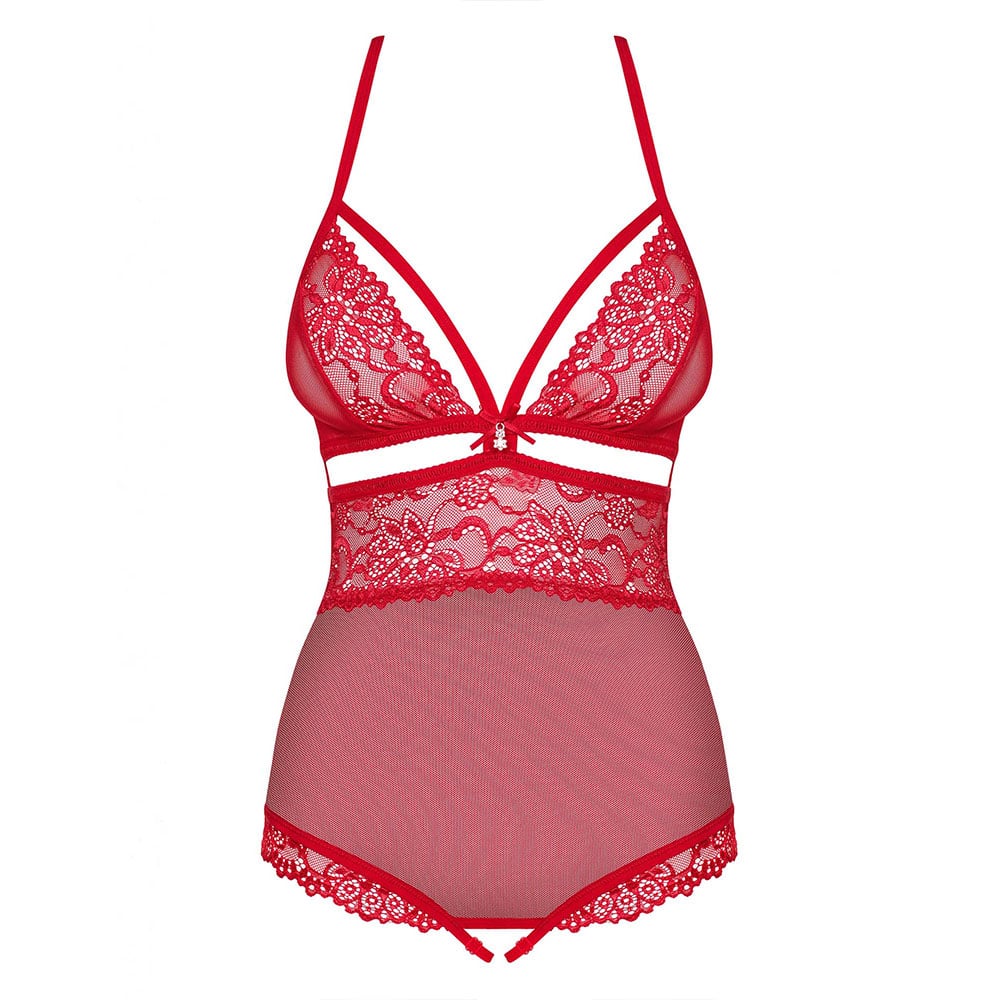 Obsessive Sensual Crotchless Teddy Red Main image
