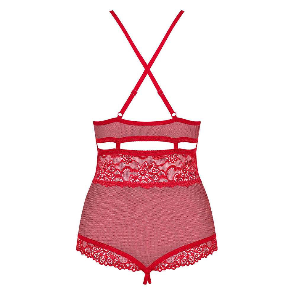 Obsessive Sensual Crotchless Teddy Red - image 5