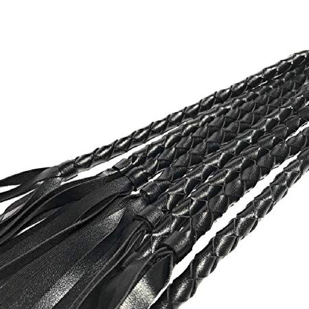 Naughty Toys Hand weaving Black Leather Bondage flogger 75 cm Δευτερεύουσα εικόνα προϊόντος