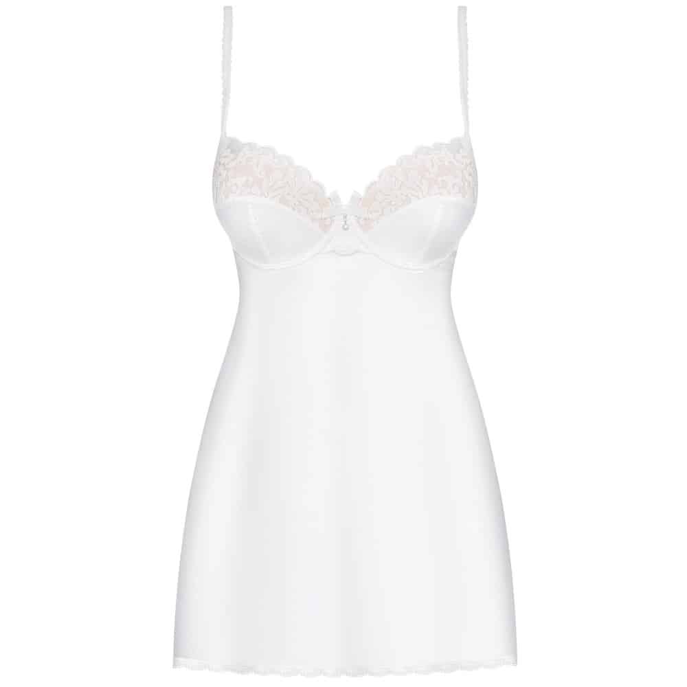 Obsessive Glossy White Chemise with Thong Main image