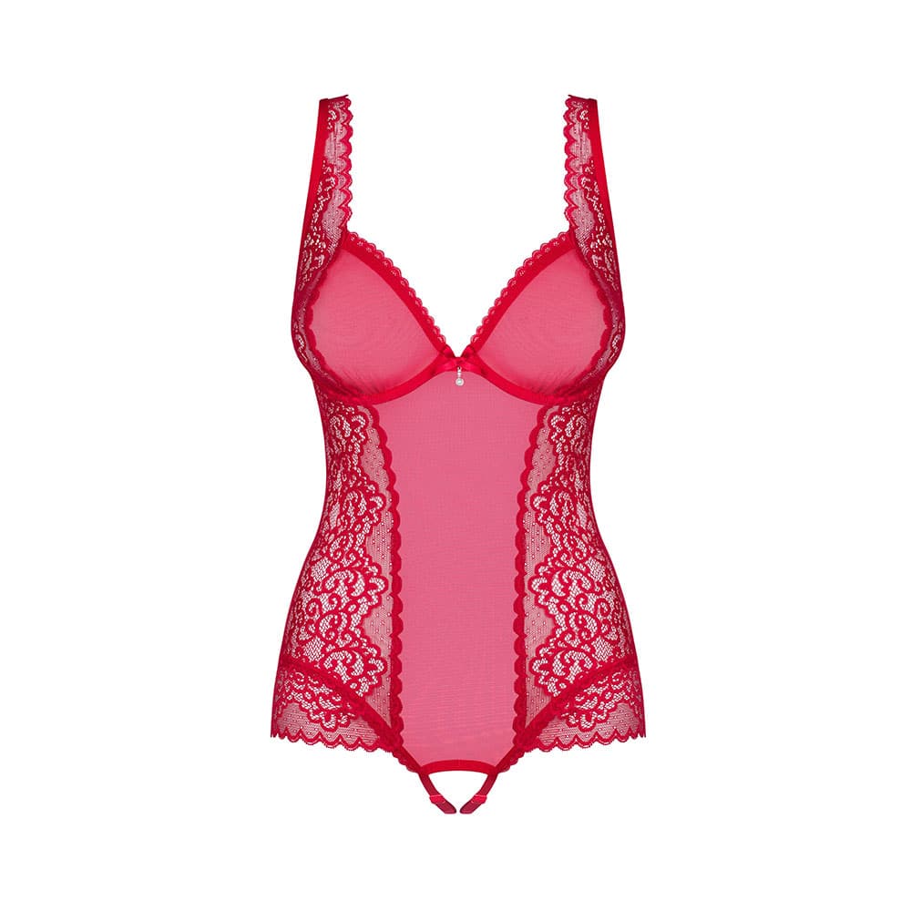 Obsessive Rougebelle Crotchless Teddy Red Main image