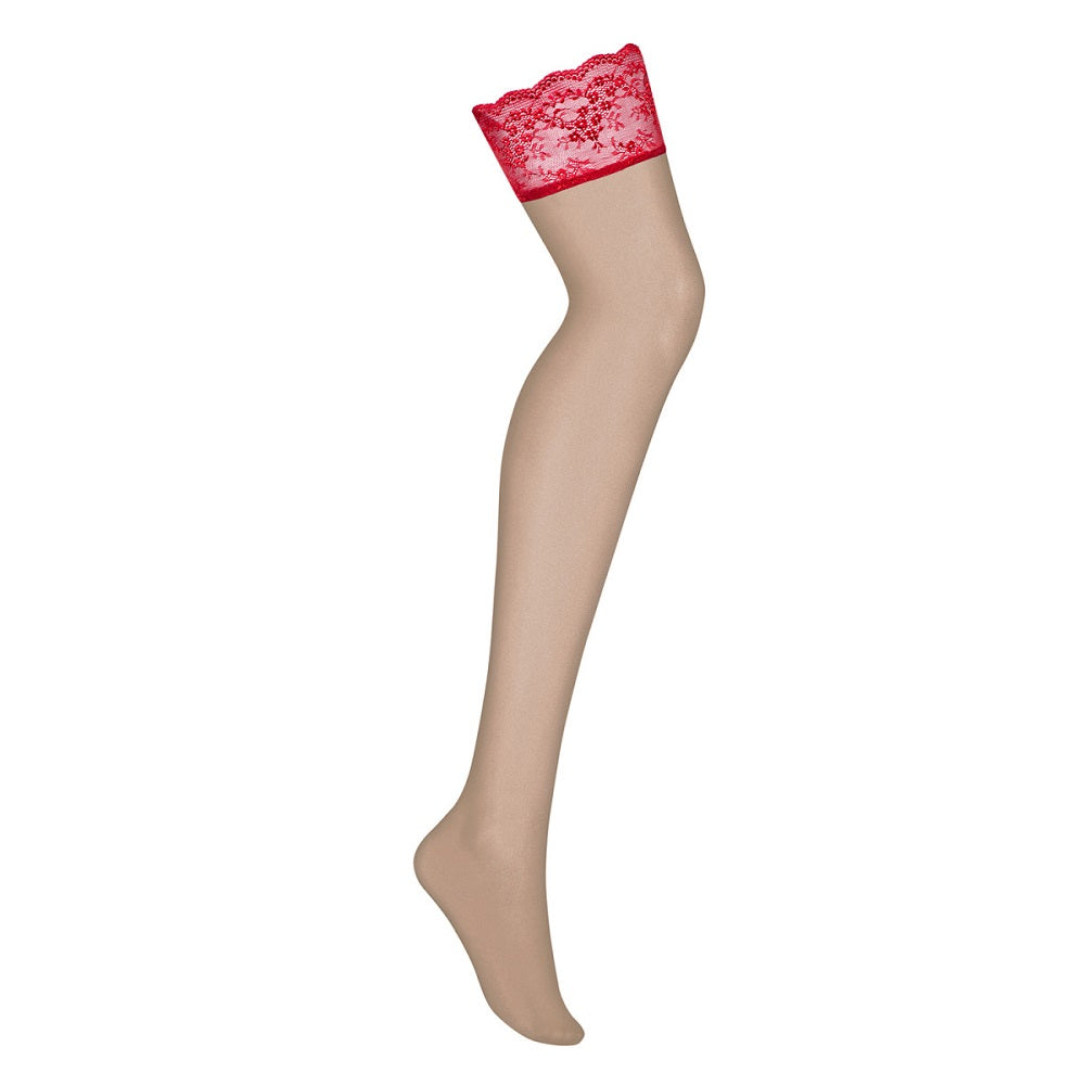 Obsessive Lovica Floral Lace Red Stockings