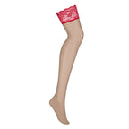Obsessive Lovica Floral Lace Red Stockings