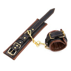 Brown Leather Padded WRIST Cuffs with Golden Chain - image 7