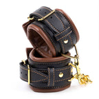 Brown Leather Padded WRIST Cuffs with Golden Chain - image 5