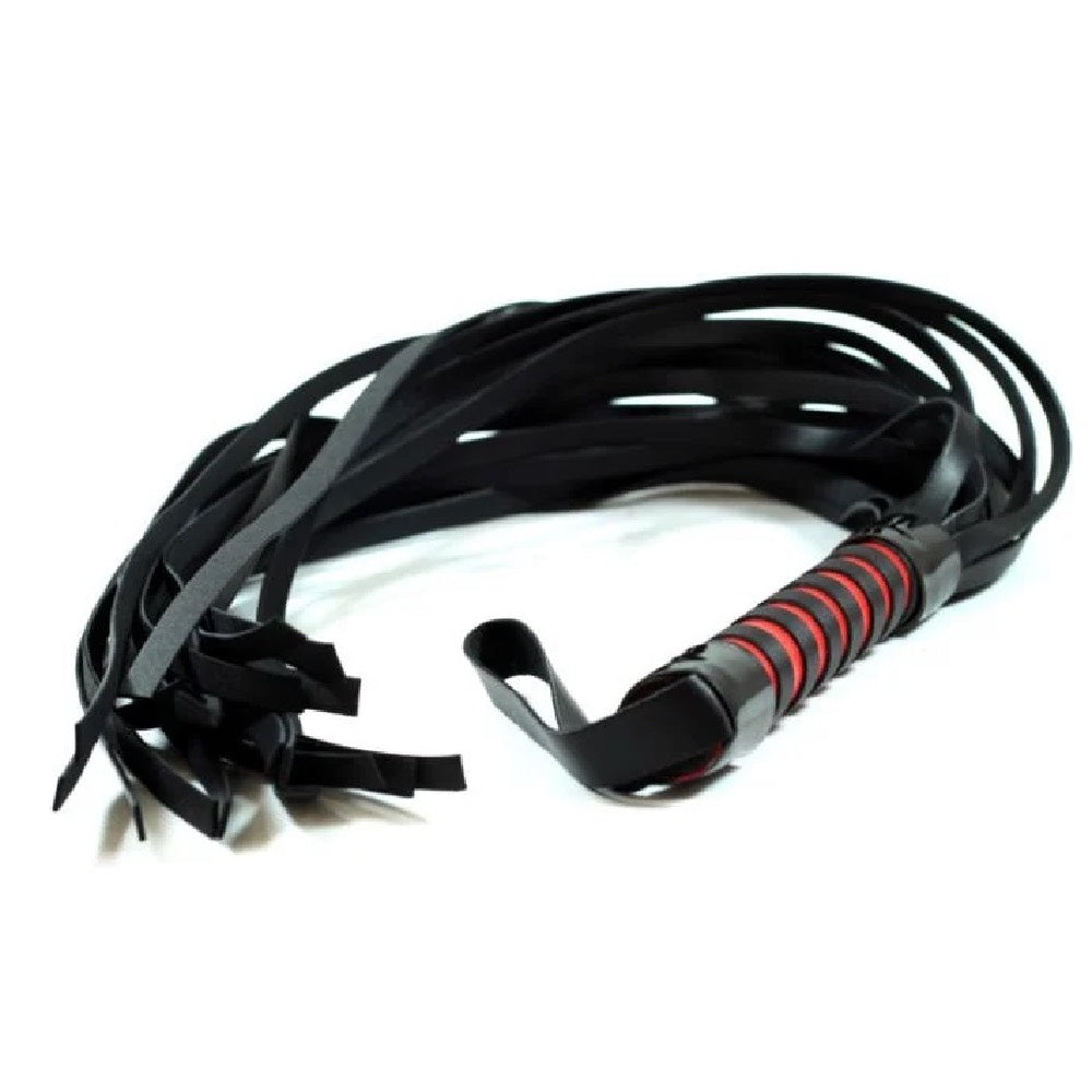 Naughty Toys Cat Fifteen tails black Red Leather Flogger Whip Secondary image