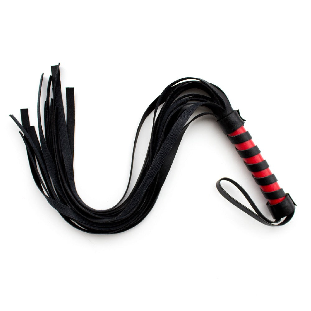 Naughty Toys Cat Fifteen tails black Red Leather Flogger Whip Main image