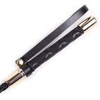 Short Black BDSM Crop with golden metal endings 30 cm - image 4