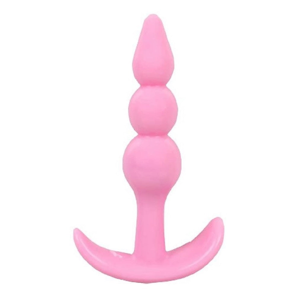 Small soft Anal Triple Beads butt plug PINK 9 cm