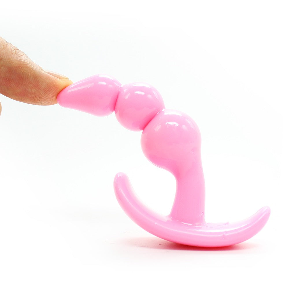 Small soft Anal Triple Beads butt plug PINK 9 cm - image 2