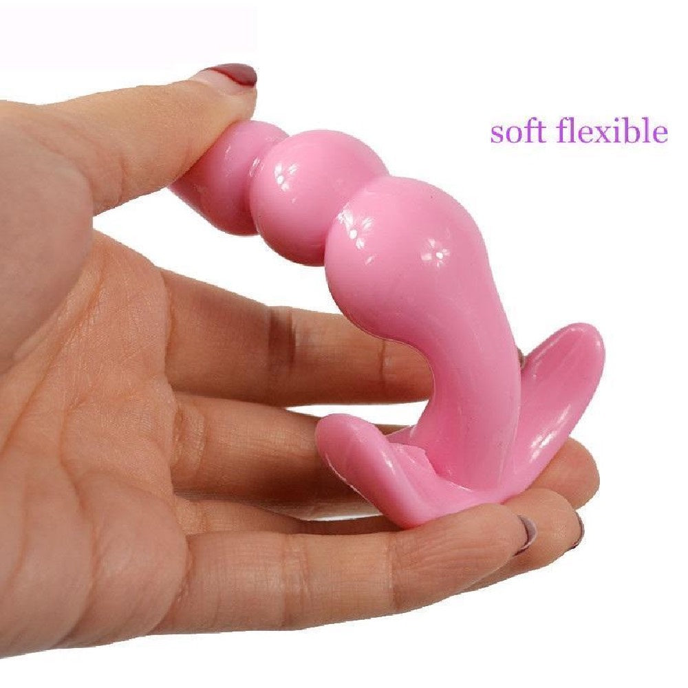 Small soft Anal Triple Beads butt plug PINK 9 cm - image 4