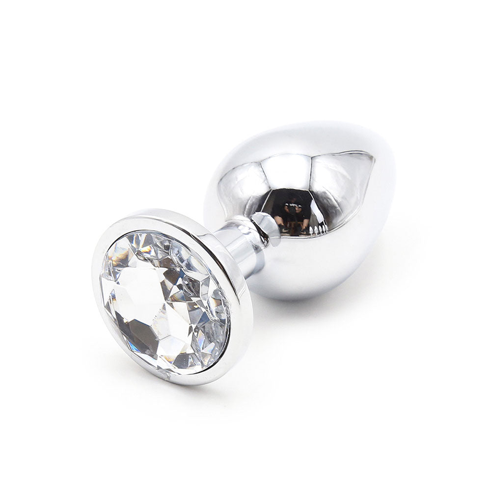 SMALL Metal Butt Plug Crystal Clear Gem 7cm Κύρια εικόνα προϊόντος