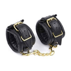 Black Leather Padded ANKLE Leg Cuffs with Golden Chain - image 2