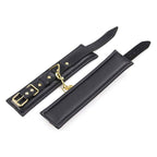 Black Leather Padded ANKLE Leg Cuffs with Golden Chain - image 6