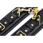 Black Soft Padded Leather WRIST Cuffs with Golden Chain - image 4