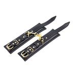Black Soft Padded Leather WRIST Cuffs with Golden Chain - image 7