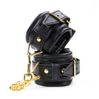 Black Soft Padded Leather WRIST Cuffs with Golden Chain - image 3