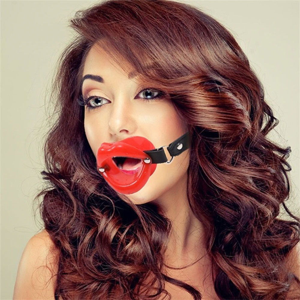Red Lip Open Mouth Gag with strap Naughty Toys Secondary image