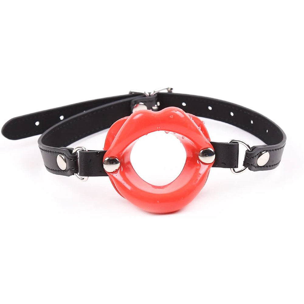 Red Lip Open Mouth Gag with strap Naughty Toys Main image