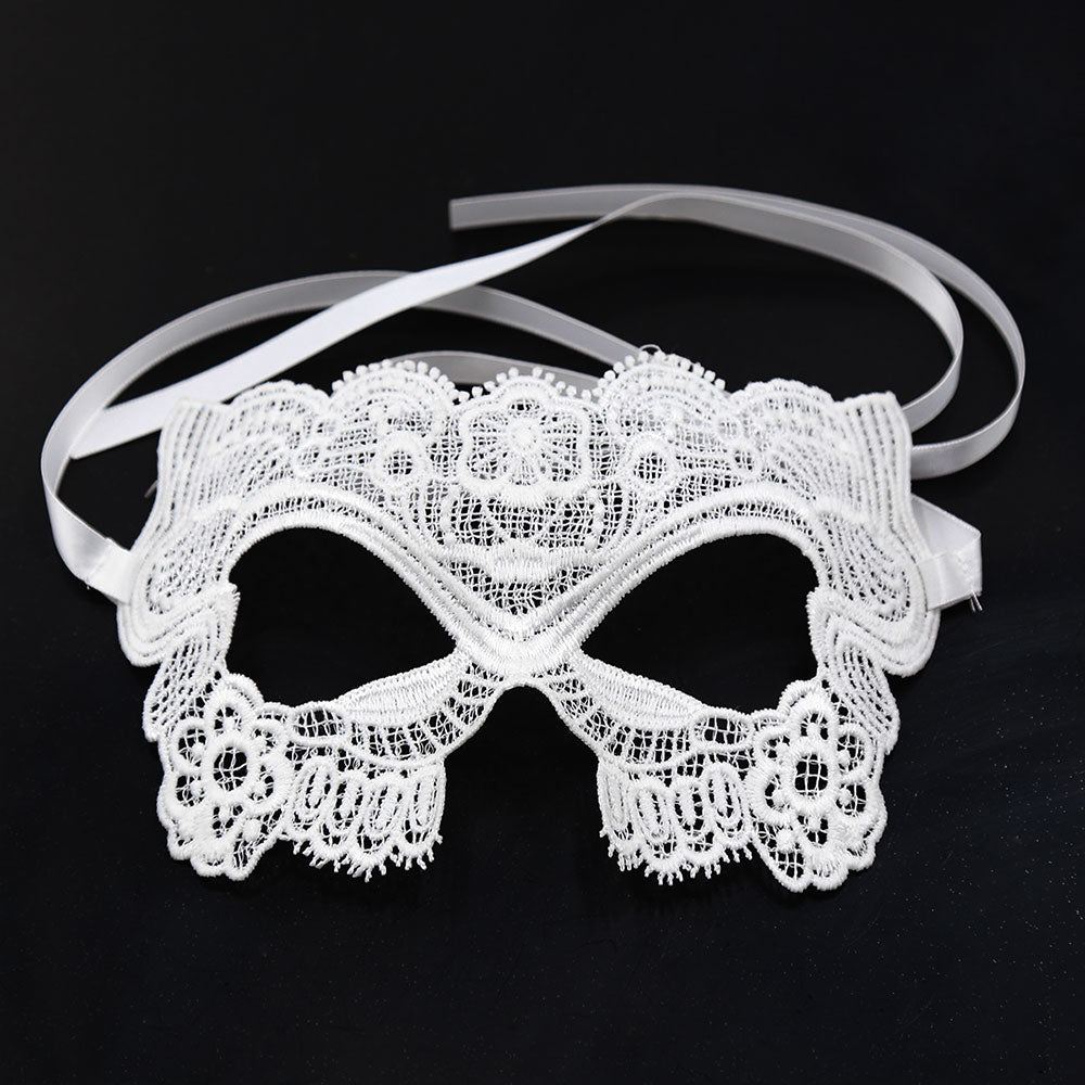 White Embroidered Eye Mask