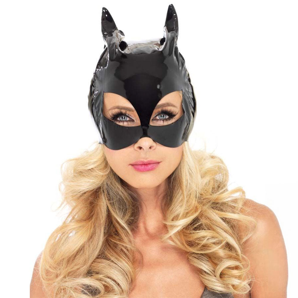 Black shiny Catwoman Mask Hood - image 5