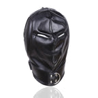 Bdsm Leather Hood with Sponge Earmuffs and mouth eyes zippers - image 2