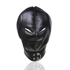 Bdsm Leather Hood with Sponge Earmuffs and mouth eyes zippers - image 3