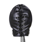 Bdsm Leather Hood with Sponge Earmuffs and mouth eyes zippers - image 6