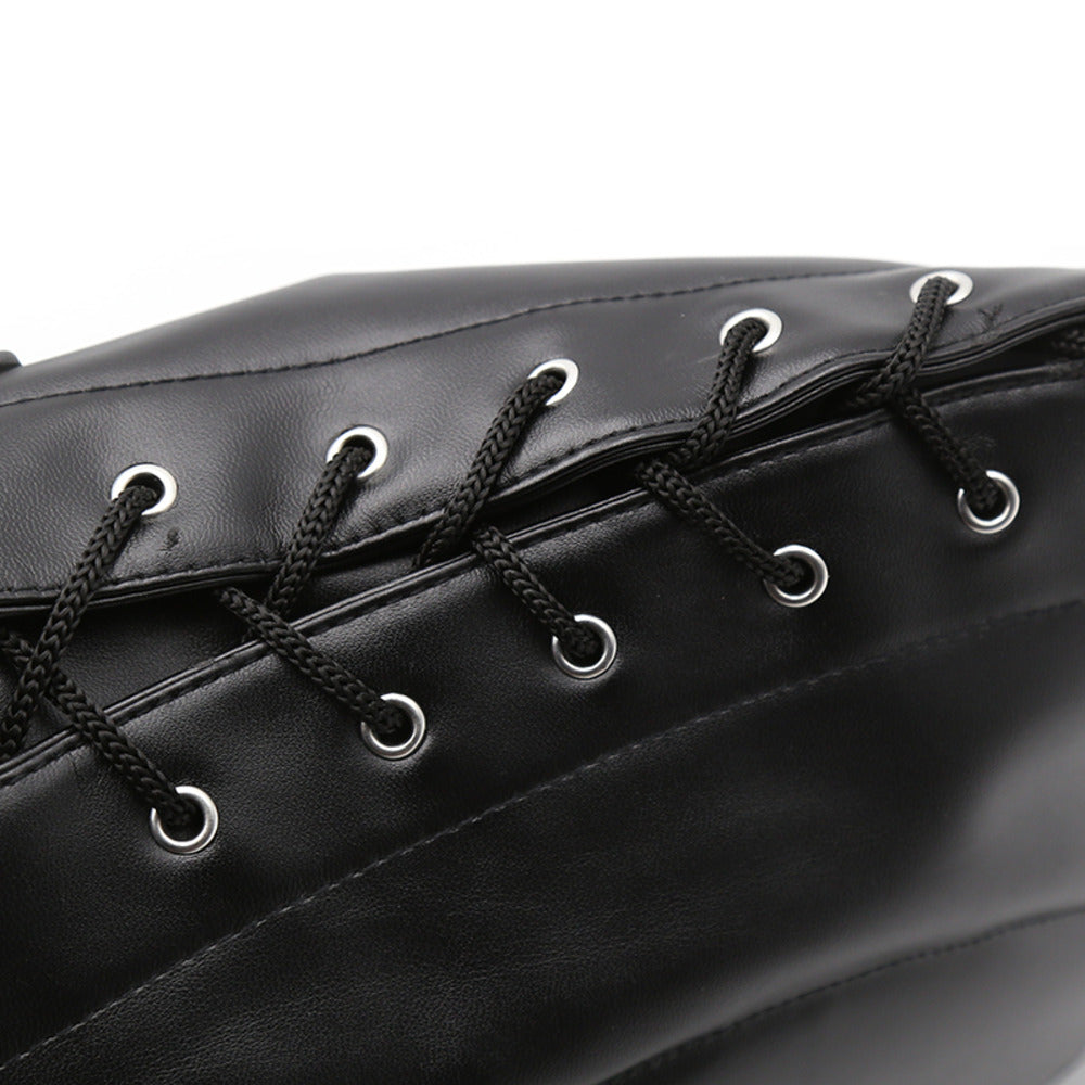 Bdsm Leather Hood with Sponge Earmuffs and mouth eyes zippers - image 9