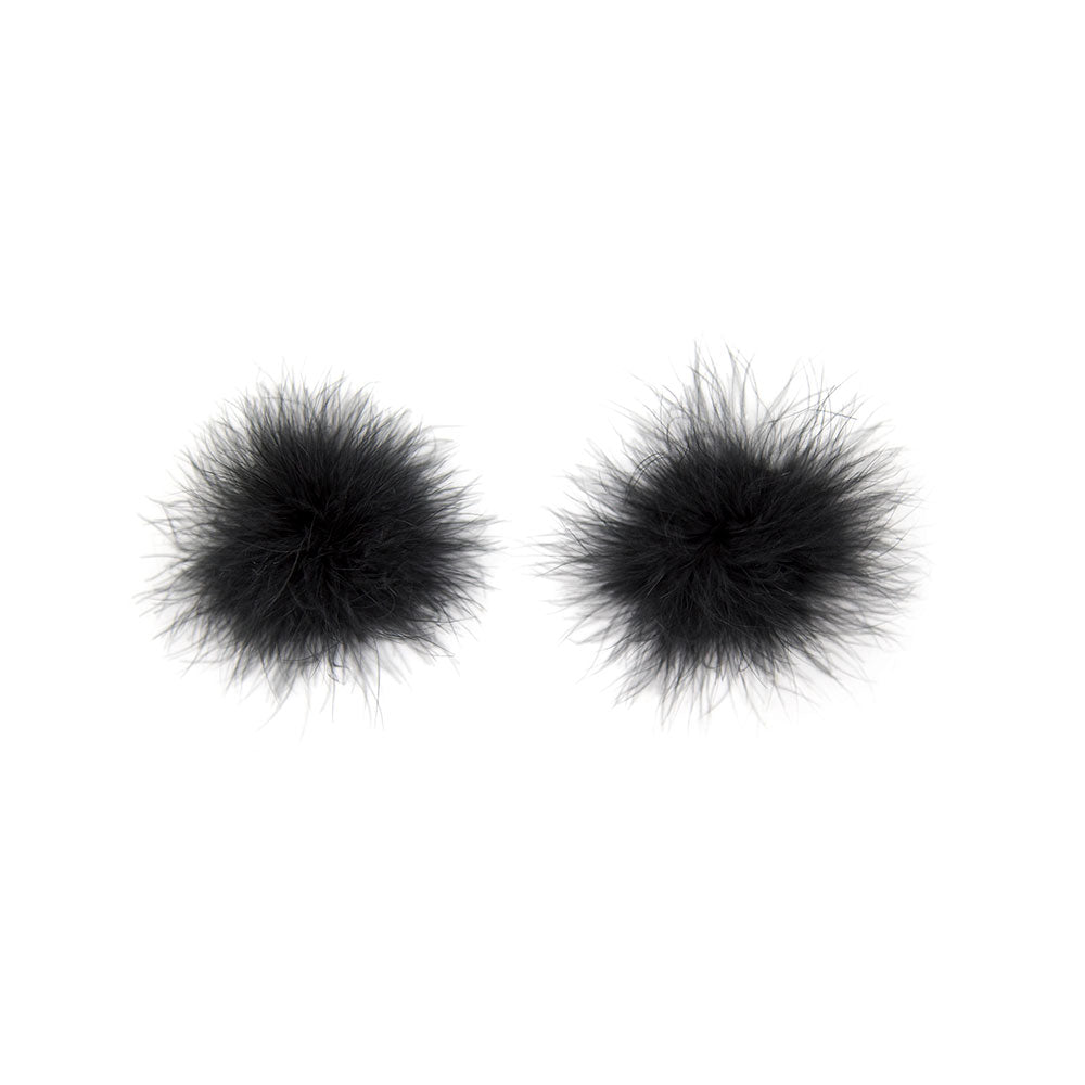 Naughty Toys Feather Round Nipple Pasties Black