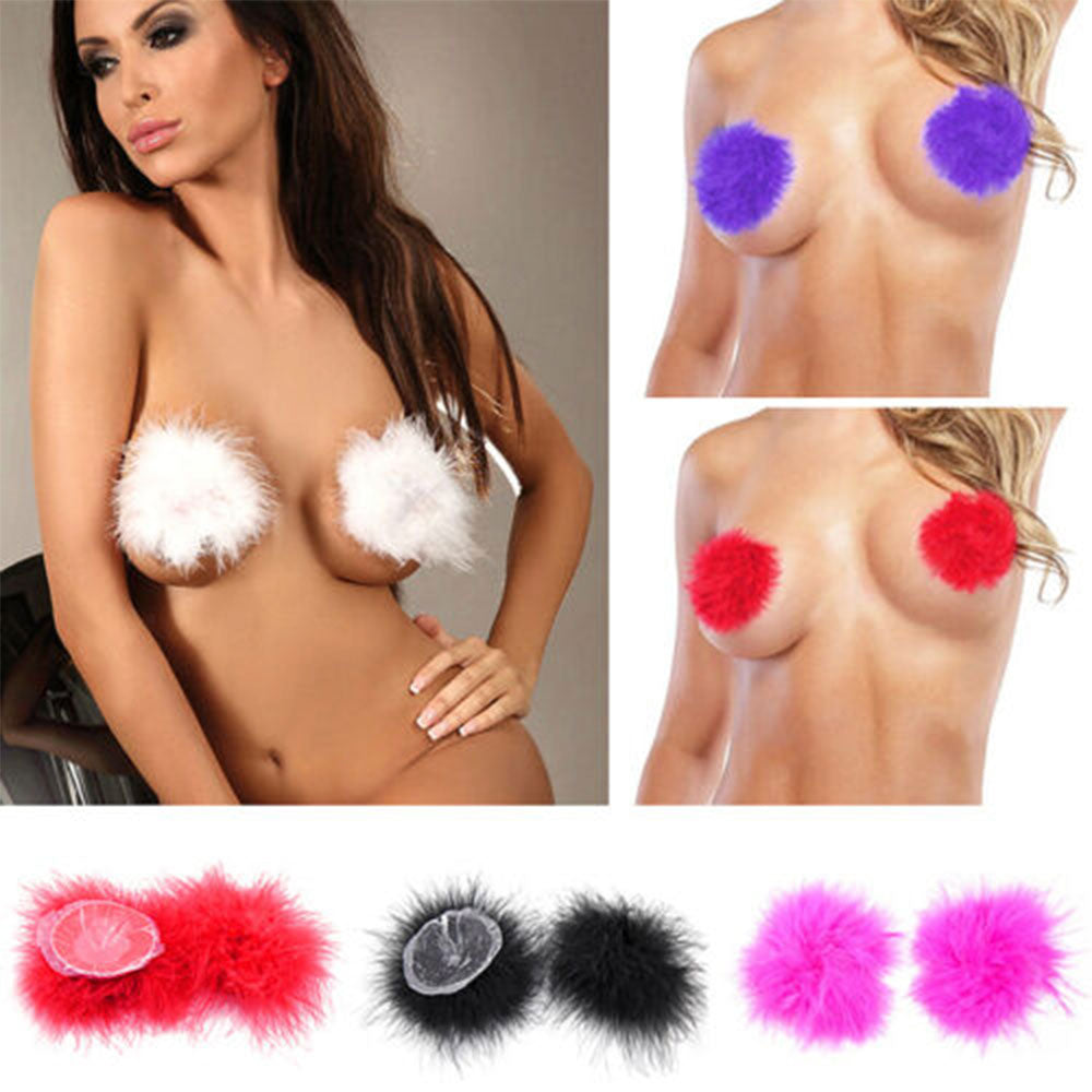 Naughty Toys Feather Round Nipple Pasties Black Δευτερεύουσα εικόνα προϊόντος