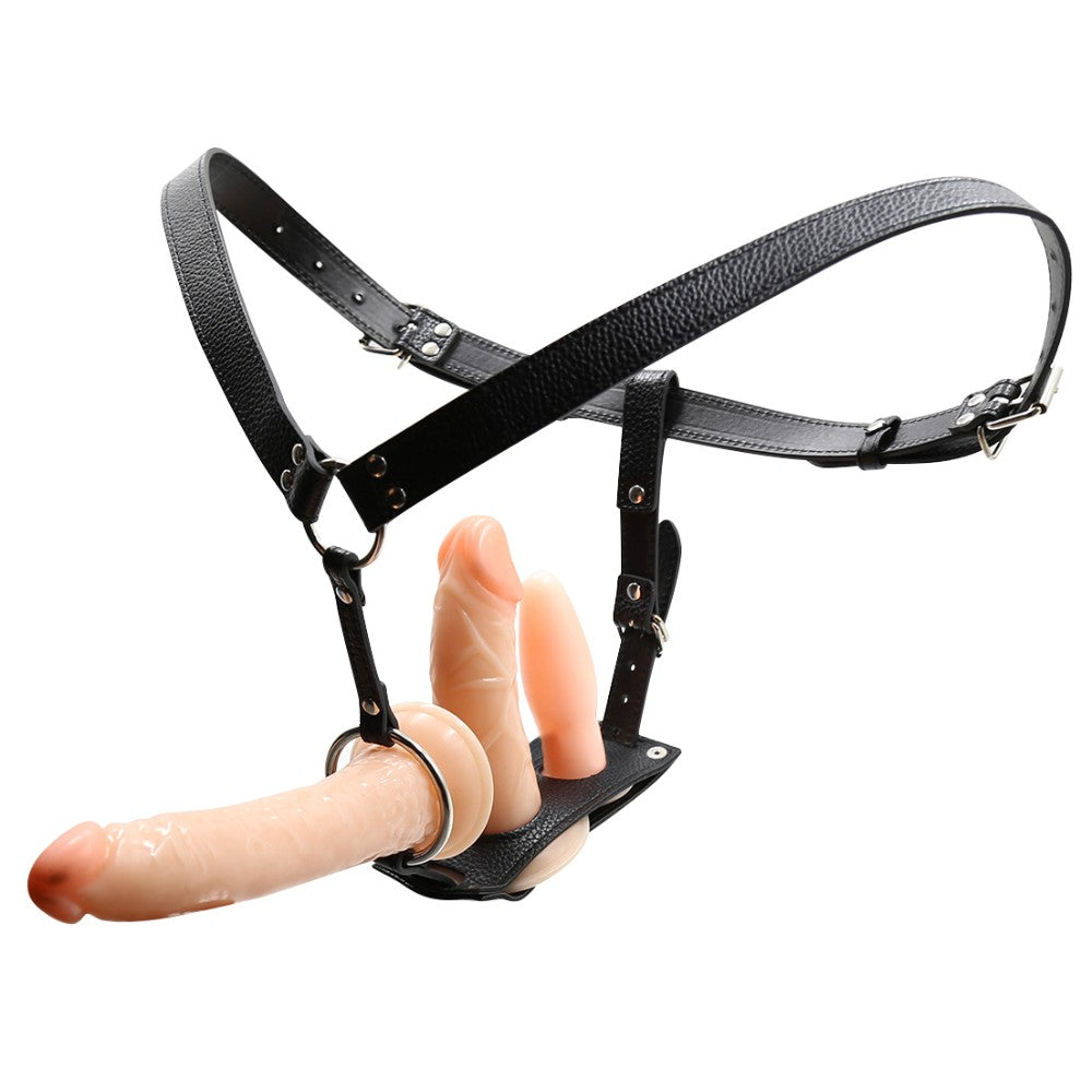 Naughty Girls Triple Dildo strap-on sex harness