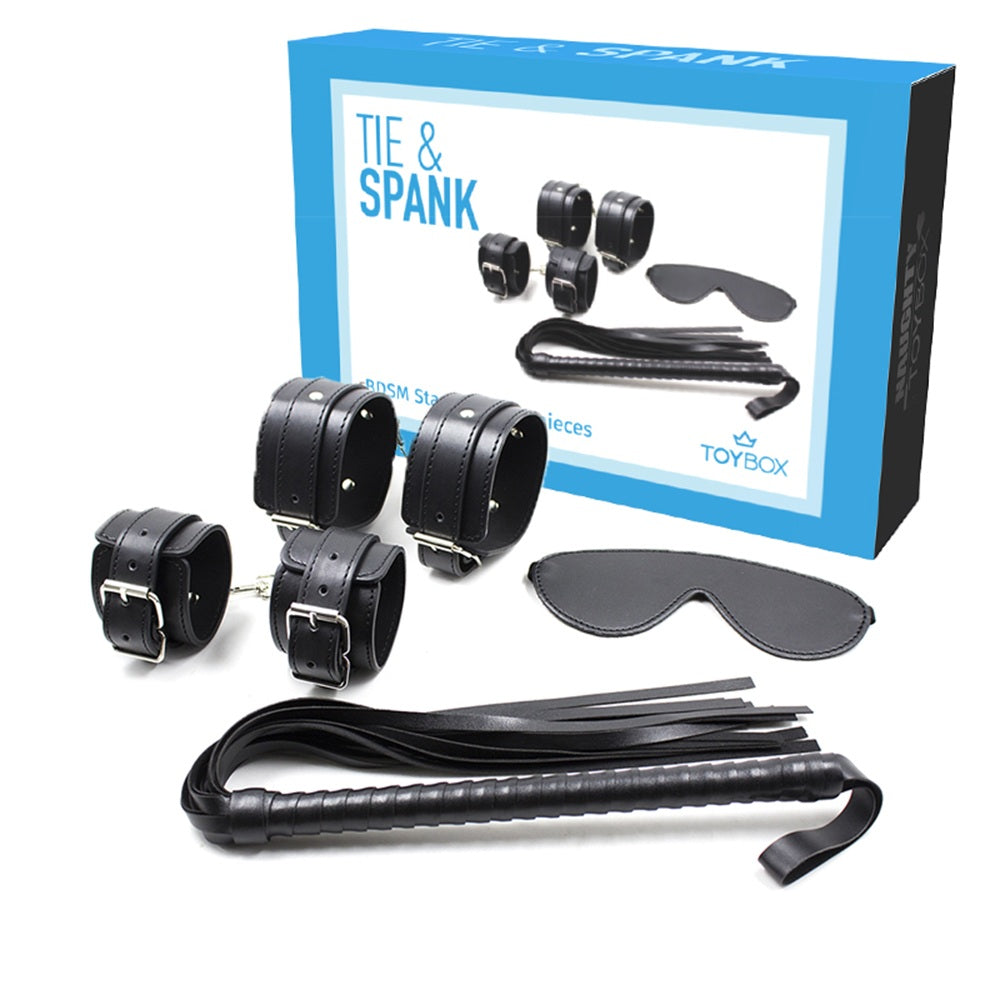 TOYBOX TIE and SPANK Black BDSM starter Set 4 pcs Κύρια εικόνα προϊόντος