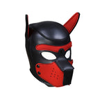 LARGE Black-Red Bondage Dog Puppy Neoprene Hood
